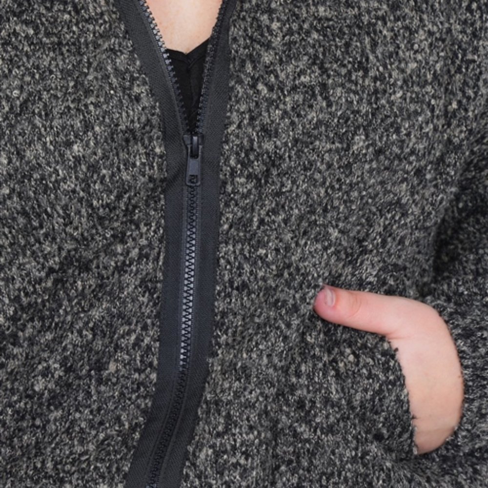 Gilli Heather Charcoal Full-Zip Hoodie Sweater - Black / Tan - Picture 5 of 9
